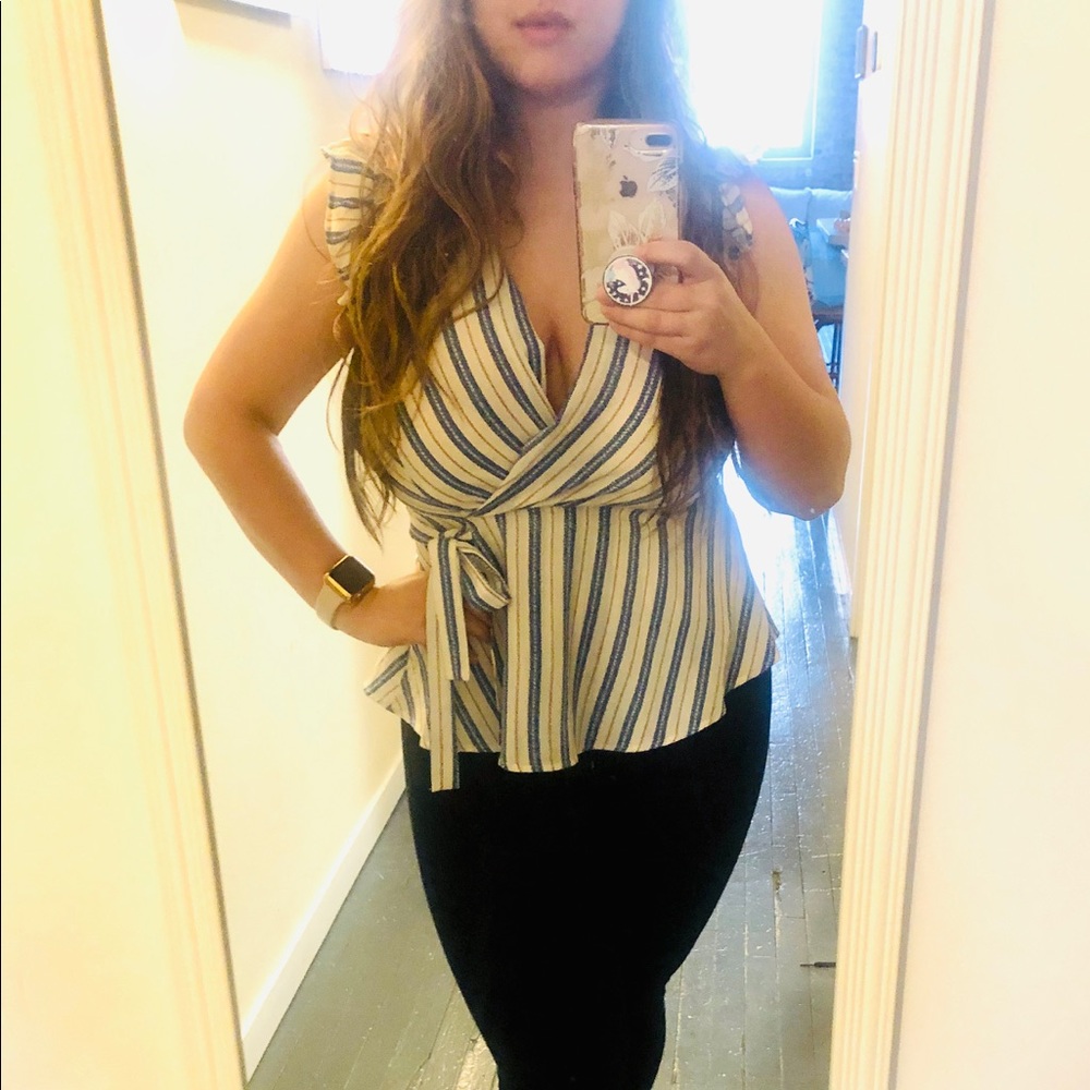 Monteau | White and Blue Stripped Blouse💙